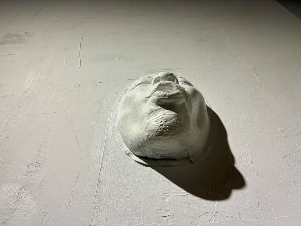 木梨憲武展 大阪 触れることができる展示作品（リアルな顔のオブジェ）